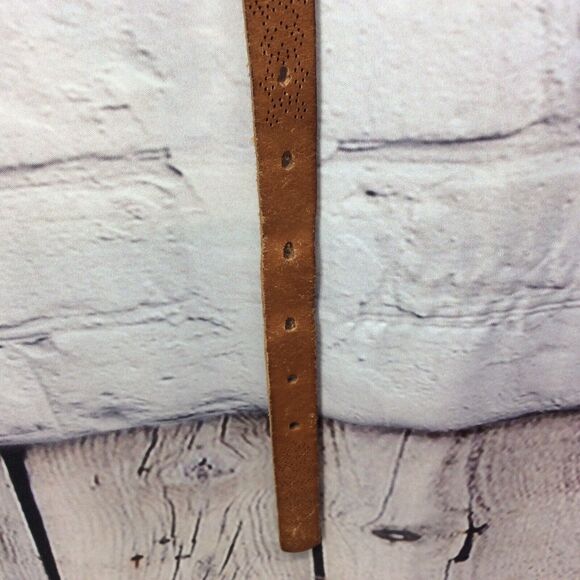 Fossil Thin Belt Women\'s Size L Brown Leather Tooled Boho Cowgirl Festive Casual main image 5